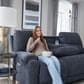 HomeStretch Showtime Power Reclining Sofa with Drop Down Table in Graphite, , large