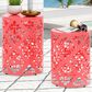 Hearth and Haven Outdoor End Table with Floral Pattern in Coral (Set of 2), , large