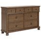 Ashley Rowlenstown California King Panel Bed with Dresser and Nightstand in Brown, , large