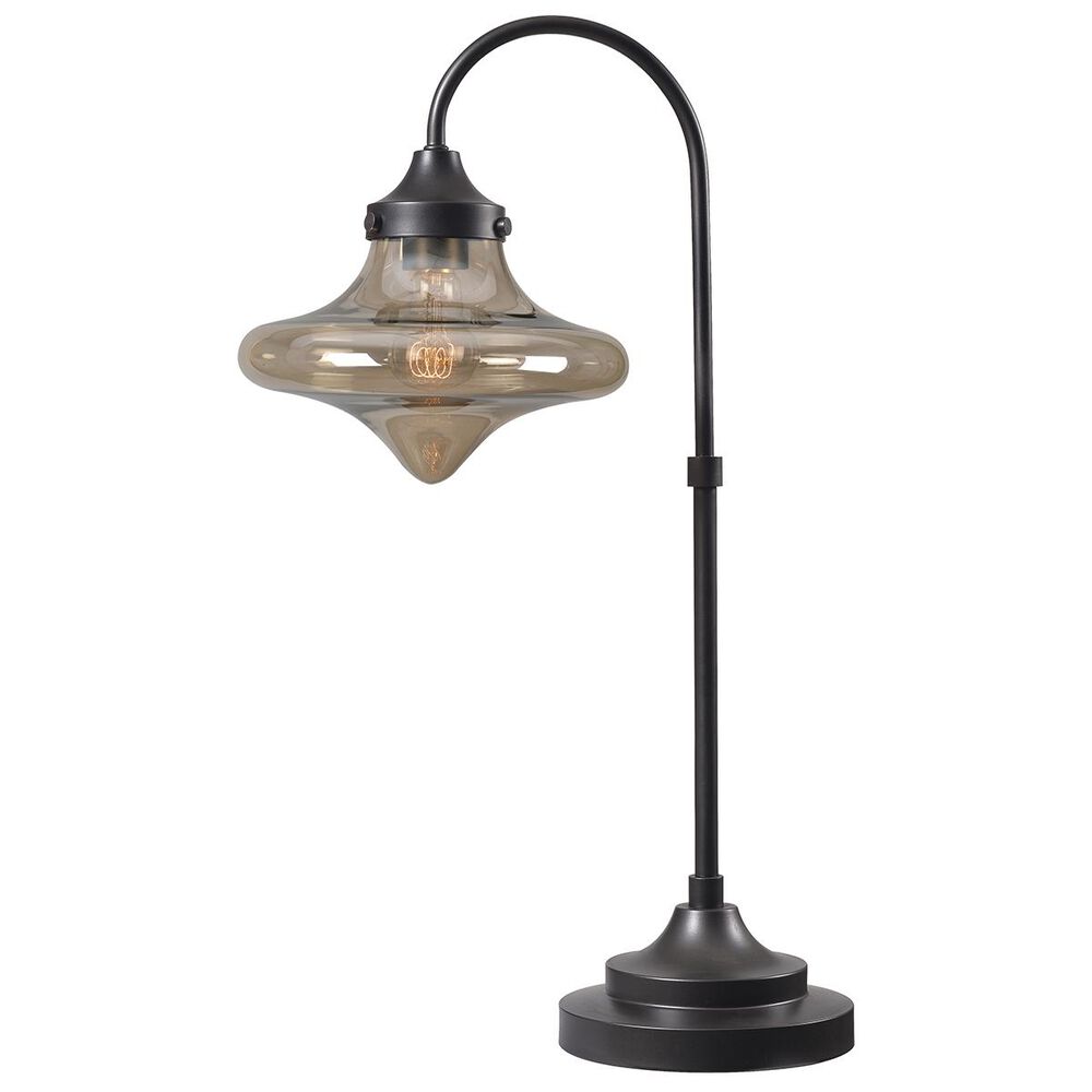 Kenroy Table Lamp with Iridescent Amber Glass in Warm Bronze, , large