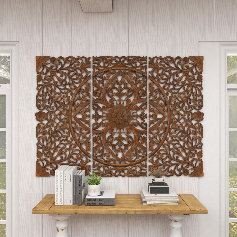 Maple and Jade 48&quot; x 16&quot; Traditional Wall Decor in Cinnamon Brown, , large