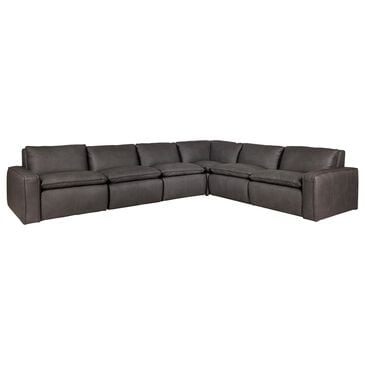 Bordeaux & Co 6-Piece Leather Sectional in Oslo Dark Grey, , large