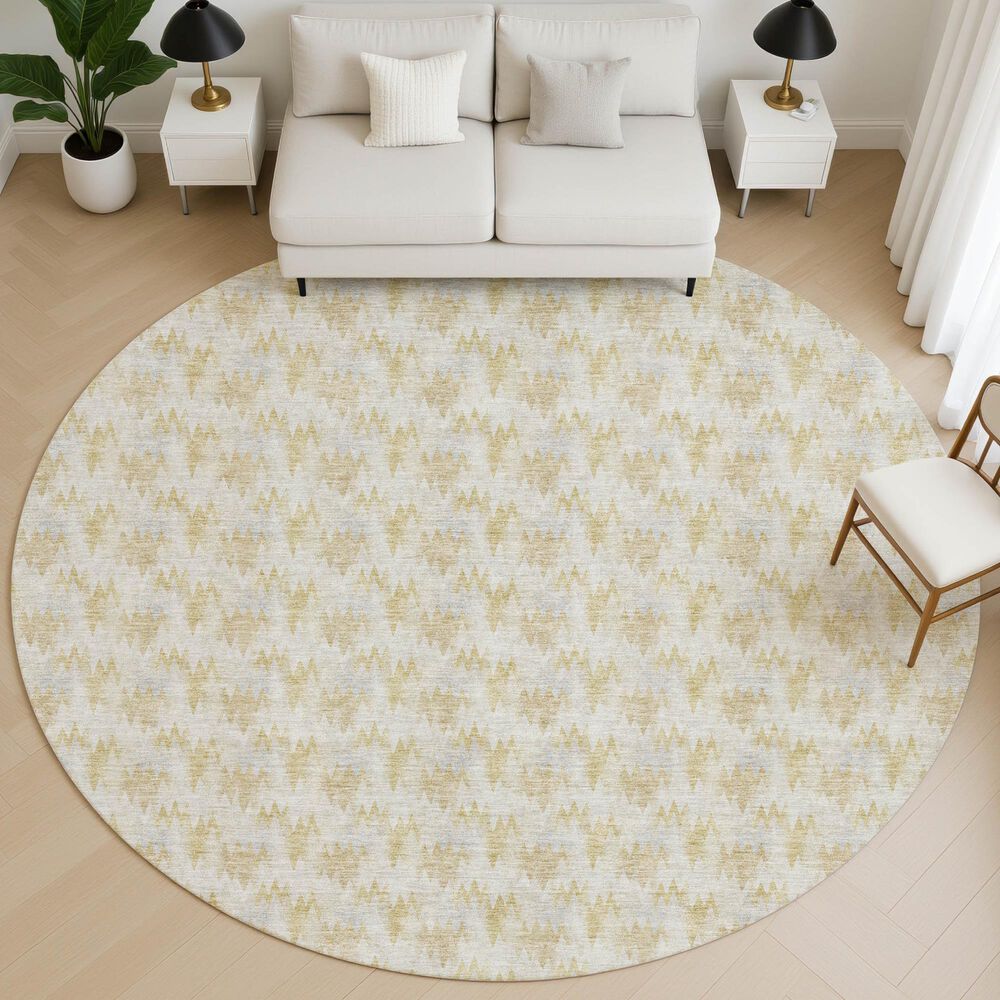 Dalyn Rug Company Soft Essentials Chevron Wheat 8' Round Area Rug, , large