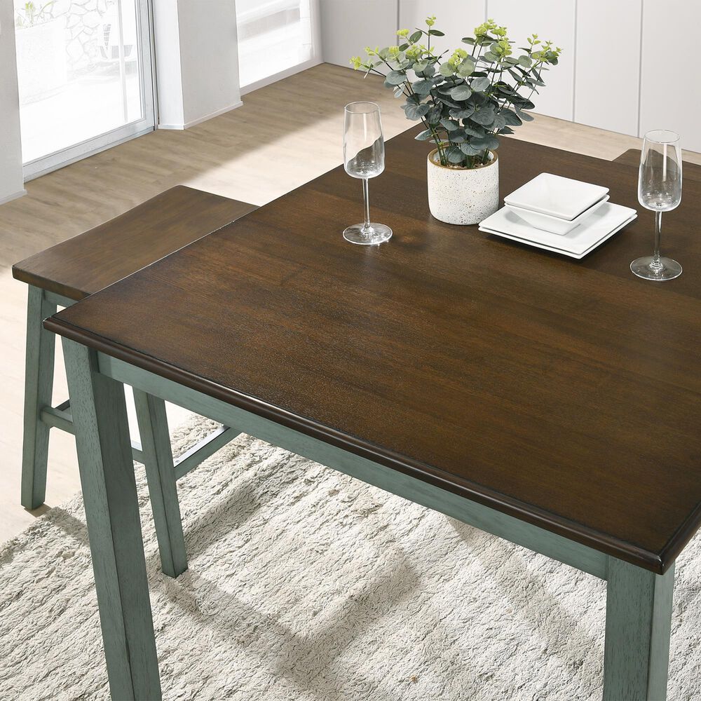 Furniture of America Jamal 5-Piece Counter Height Dining Set in Oak/Antique Green, , large