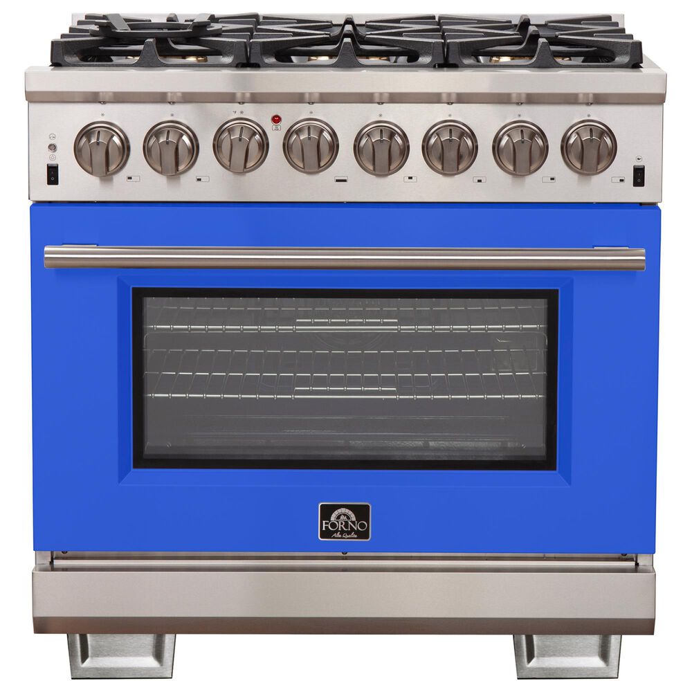 Forno Capriasca 36" Freestanding Dual Fuel Range in Blue and Stainless Steel, , large