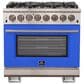 Forno Capriasca 36" Freestanding Dual Fuel Range in Blue and Stainless Steel, , large