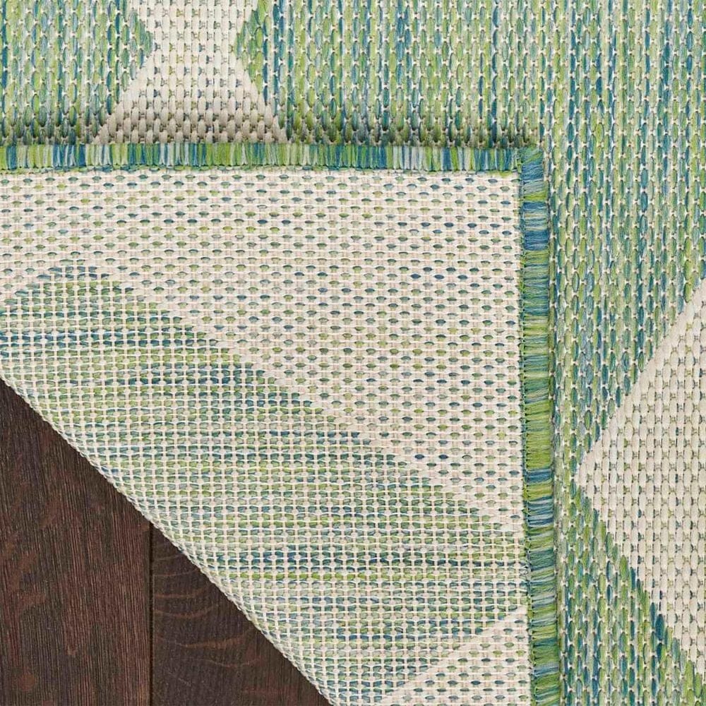 Nourison Positano Geometric Blue and Green 7&#39; x 10&#39; Indoor/Outdoor Area Rug, , large