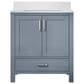 Lexora Home Jacques 30" Single Bathroom Vanity in Dark Grey with 2 cm White Quartz Top and Rectangular Sink, , large