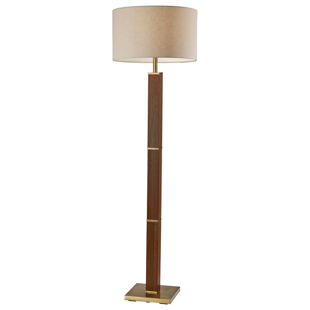 Adesso Kona Floor Lamp in Walnut and Antique Brass, , large