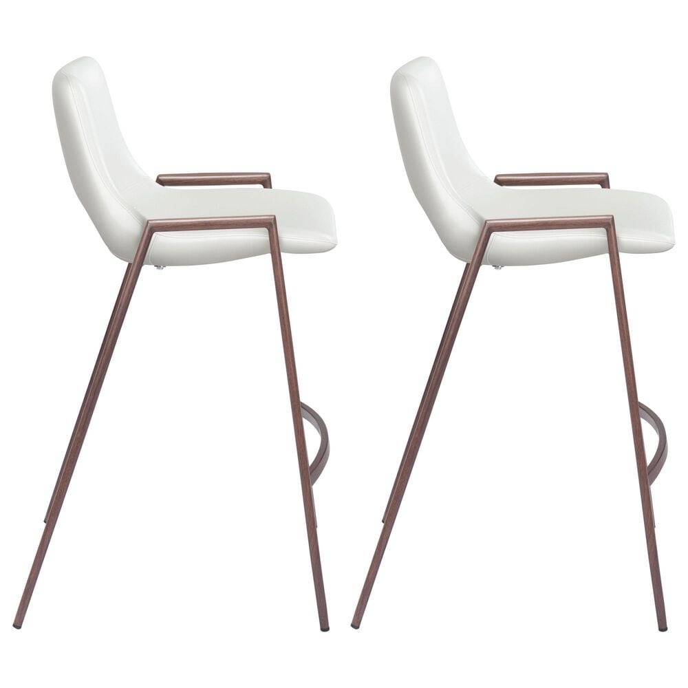 Zuo Modern Desi Counter Chair in White/Dark Brown &#40;Set of 2&#41;, , large