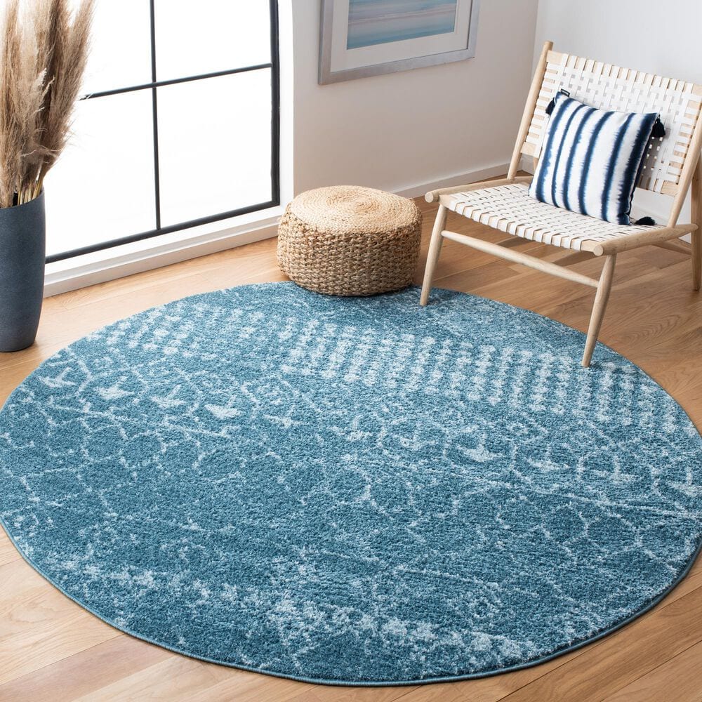 Safavieh Tulum 6&#39;7&quot; Round Turquoise and Blue Area Rug, , large