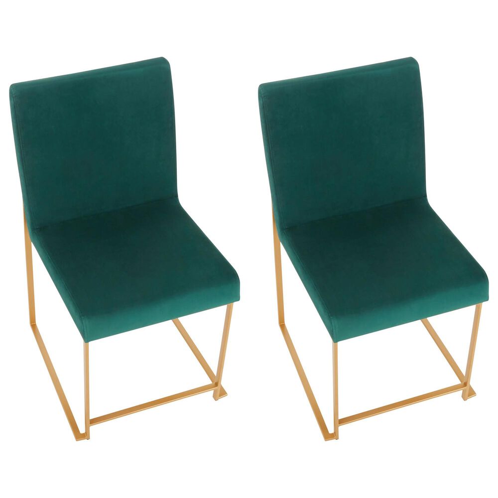 Lumisource Fuji Side Chair with Green Cushion in Gold &#40;Set of 2&#41;, , large