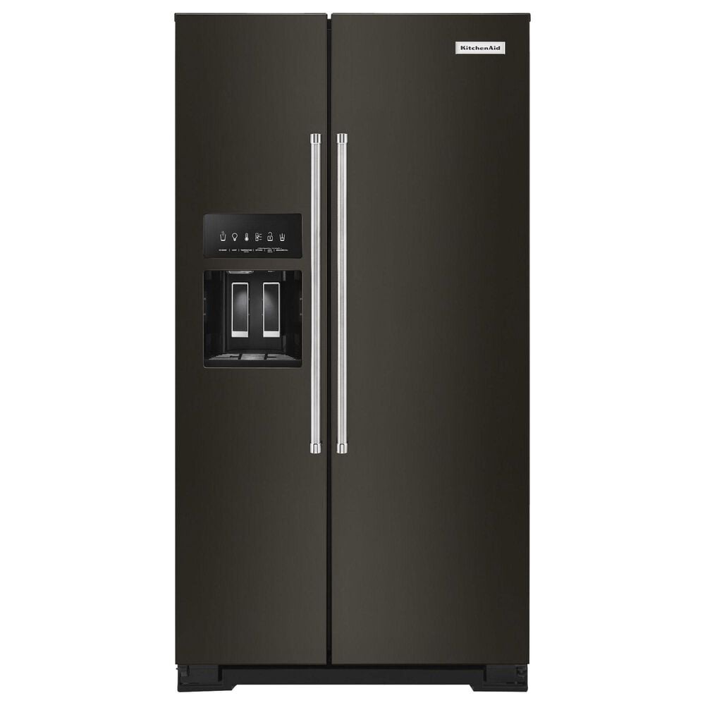 KitchenAid 19.9 Cu. Ft. Counter-Depth Side-by-Side Refrigerator in Black Stainless Steel, , large