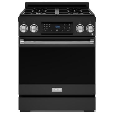 Thor Kitchen Gordon Ramsay 4.55 Cu. Ft. 30" Professional Natural Gas Range with Stainless Steel Handle Kit in Black, , large