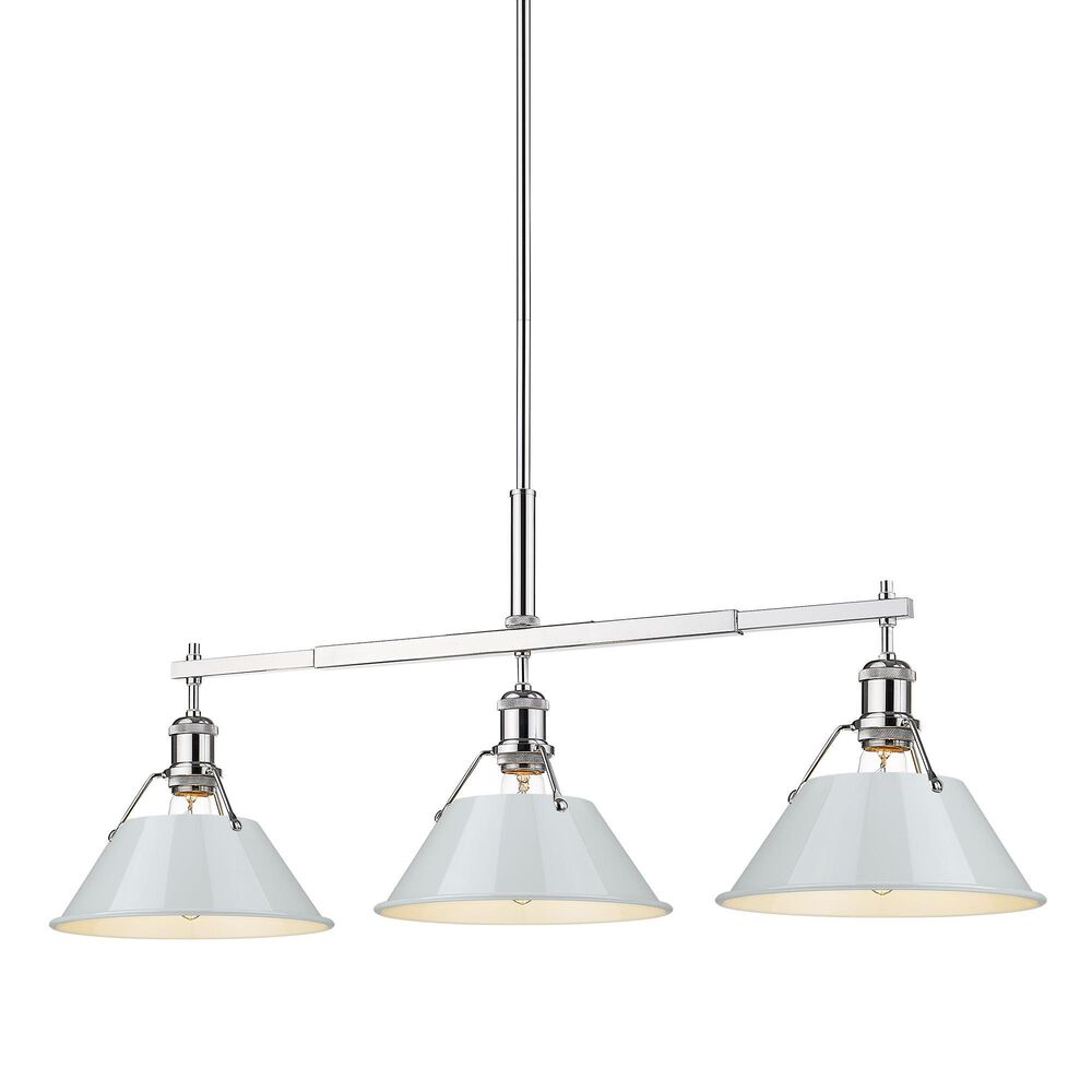 Golden Lighting Orwell 3-Light Linear Pendant with Dusky Blue Shade in Chrome, , large