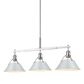 Golden Lighting Orwell 3-Light Linear Pendant with Dusky Blue Shade in Chrome, , large