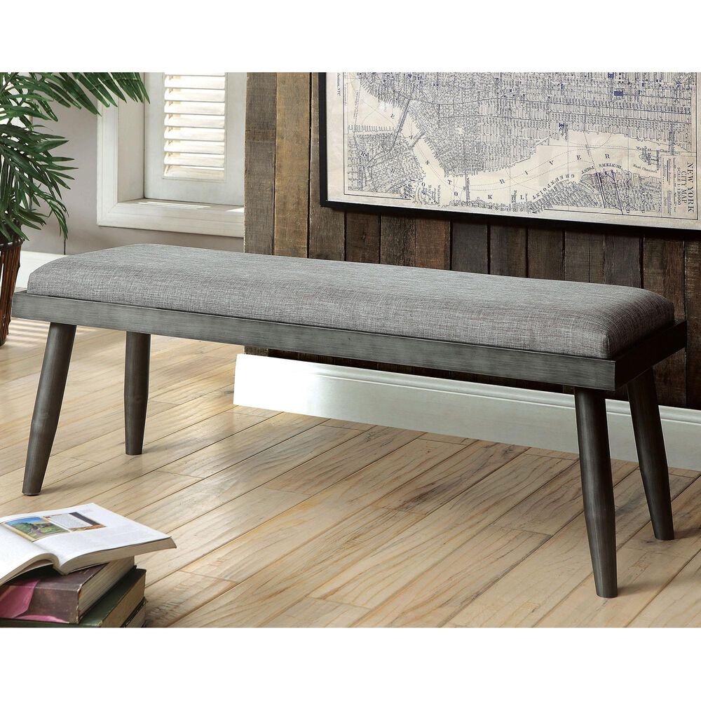 Furniture of America Merrill Dining Bench in Gray NFM