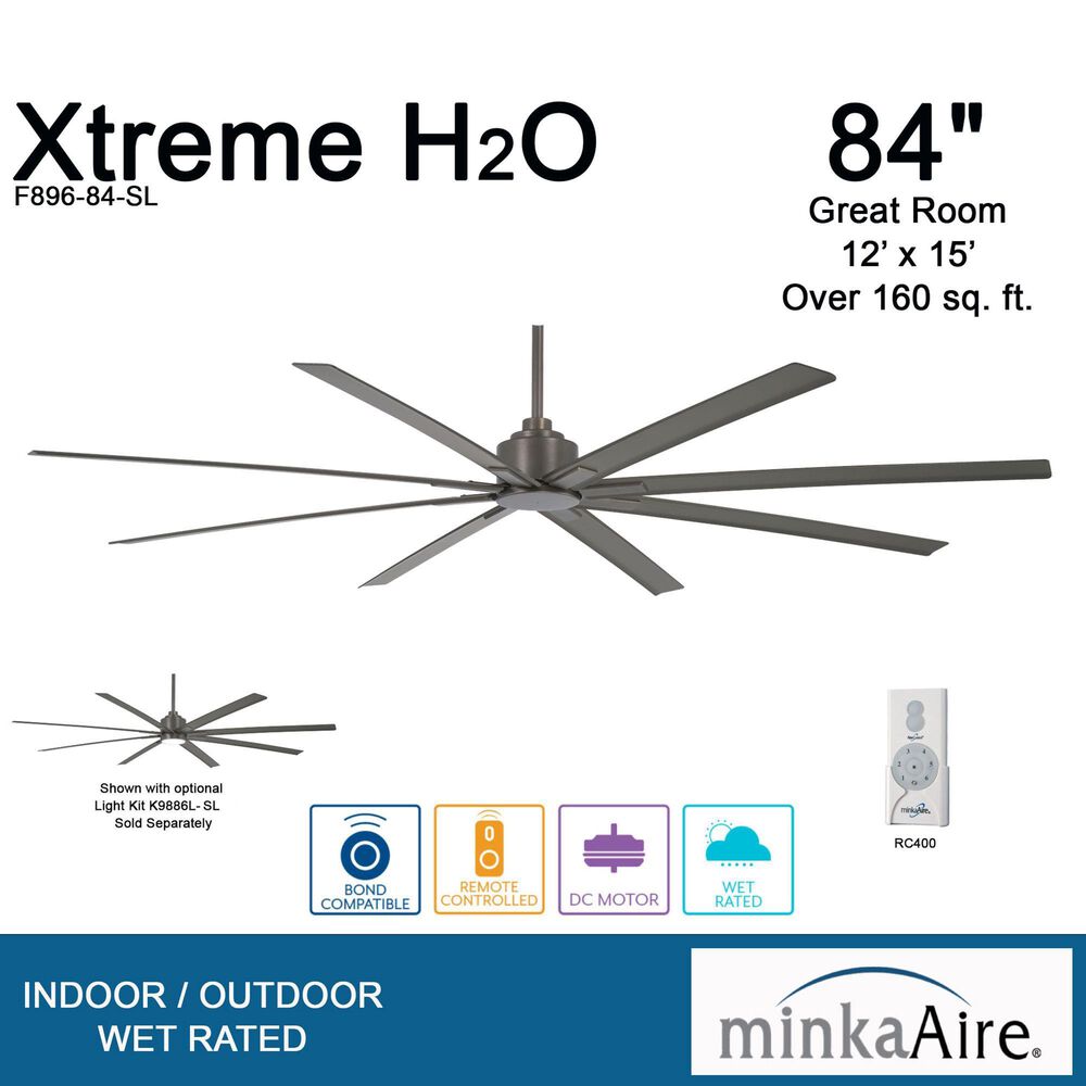 Minka-Aire Xtreme H2O 84" Indoor/Outdoor Ceiling Fan in Smoked Iron, , large
