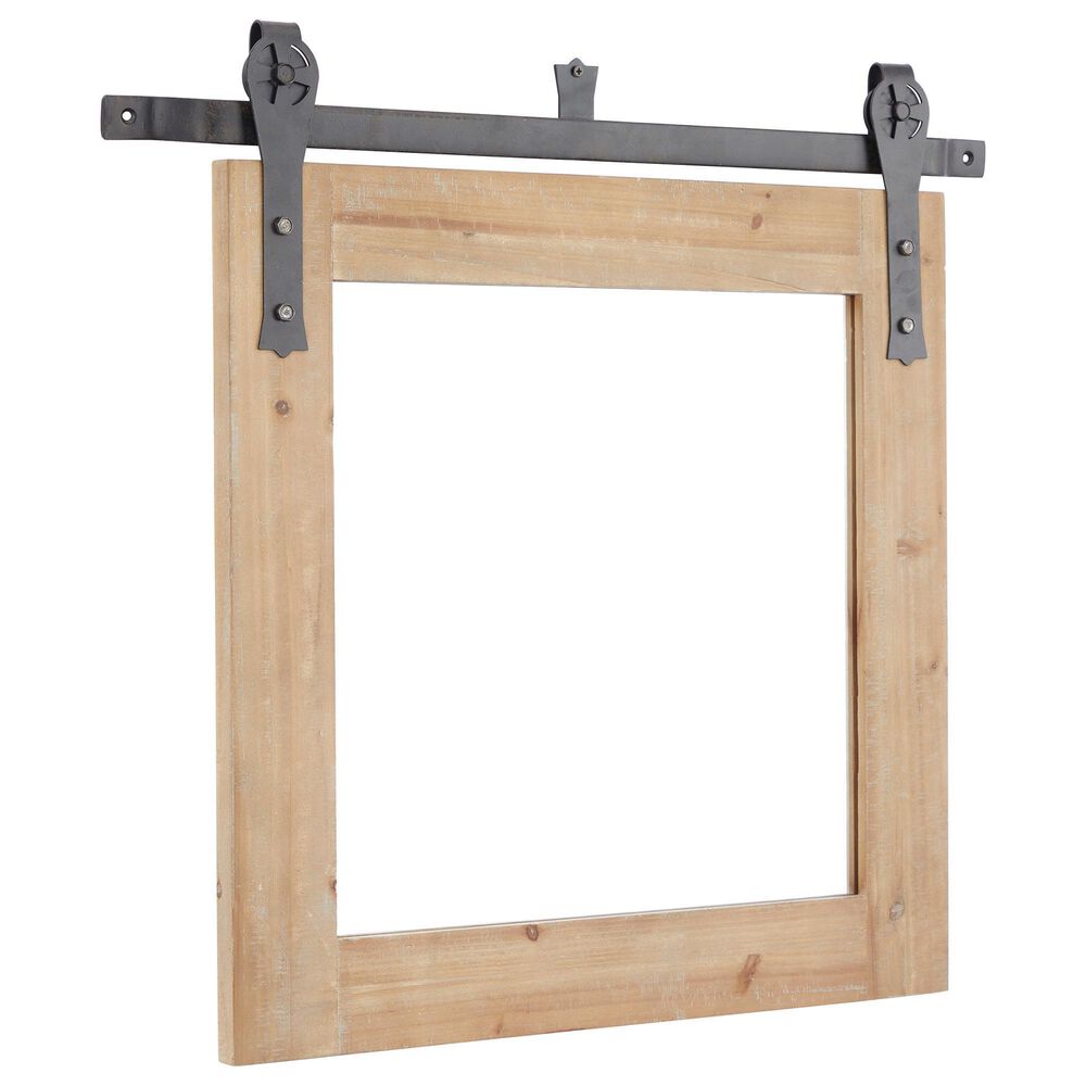 Maple and Jade 27" x 30" Wall Mirror in Natural Brown and Black, , large