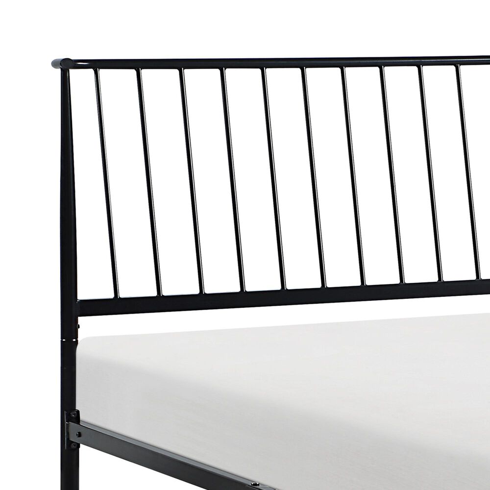 Hearth and Haven King Platform Bed with Angle Headboard in Black, , large