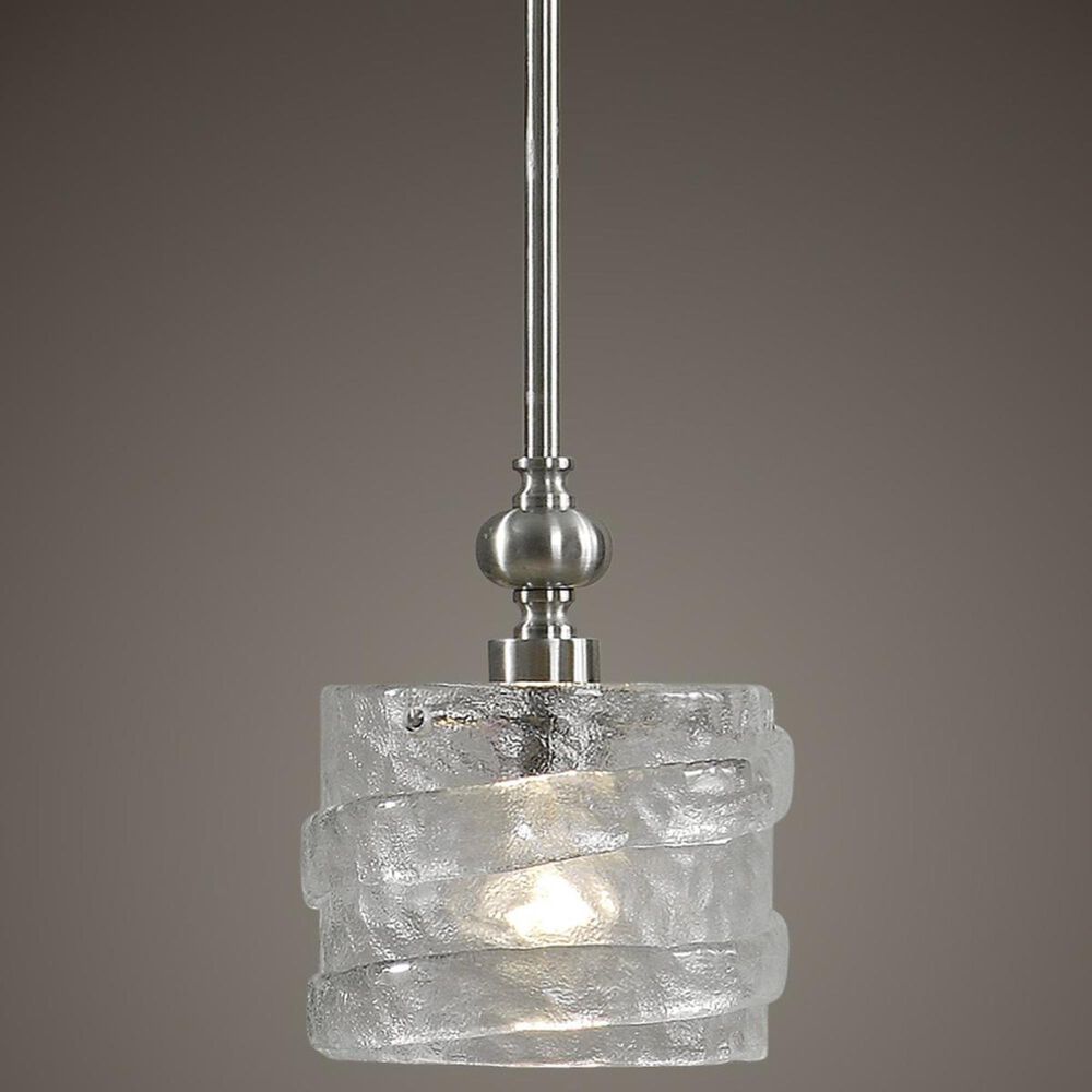 Uttermost Mossa 1 Light Mini Pendant in Satin Nickel, , large
