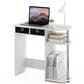 HOMLUX 32" Computer Desk with Two Drawers in White Oak and Stainless Steel, , large
