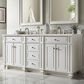 James Martin Vanities Bristol 72" Double Bathroom Vanity in Bright White with 3 cm Victorian Silver Quartz Top and Rectangular Sinks, , large