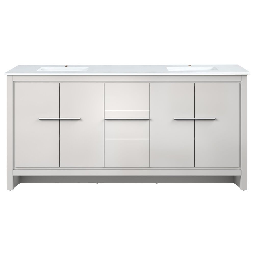 Lexora Home Lafarre 72&quot; Double Bathroom Vanity in White with 2 cm White Quartz Top and Rectangular Sinks, , large