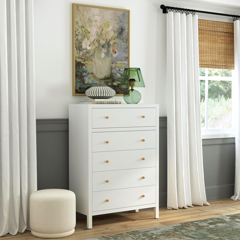 Butler Specialty Company Nora 5-Drawer Tall Dresser in Smooth White, , large