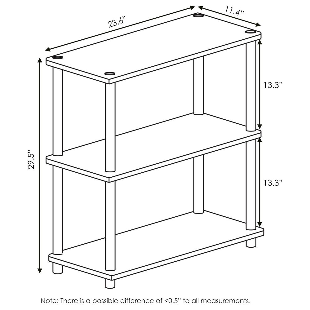 HOMLUX 3-Tier Compact Open Storage Bookshelf in Espresso and Black, , large