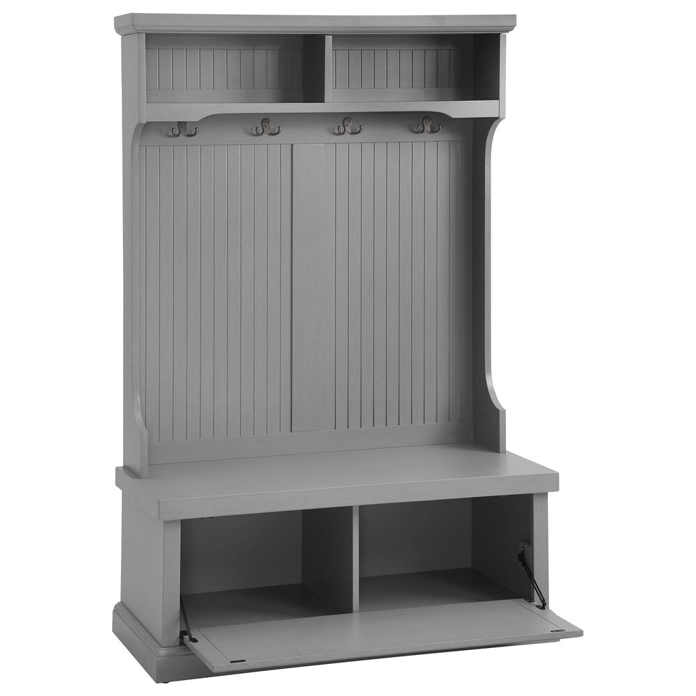 Crosley Furniture Seaside Hall Tree in Distressed Gray NFM