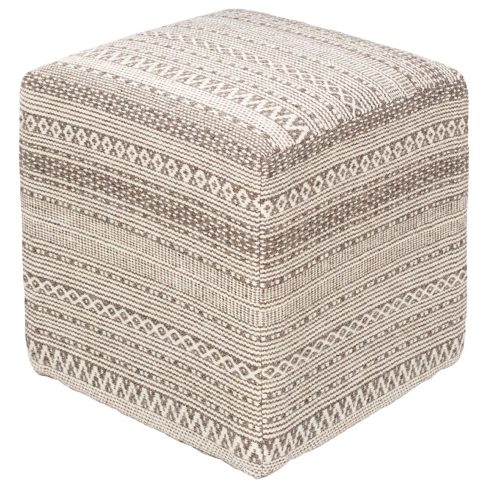 Surya Inc Leif Pouf in Taupe/Ivory, , large