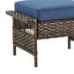 Sunwell Garden Outdoor Ottoman with Navy Cushion in Brown (Set of 2), , large