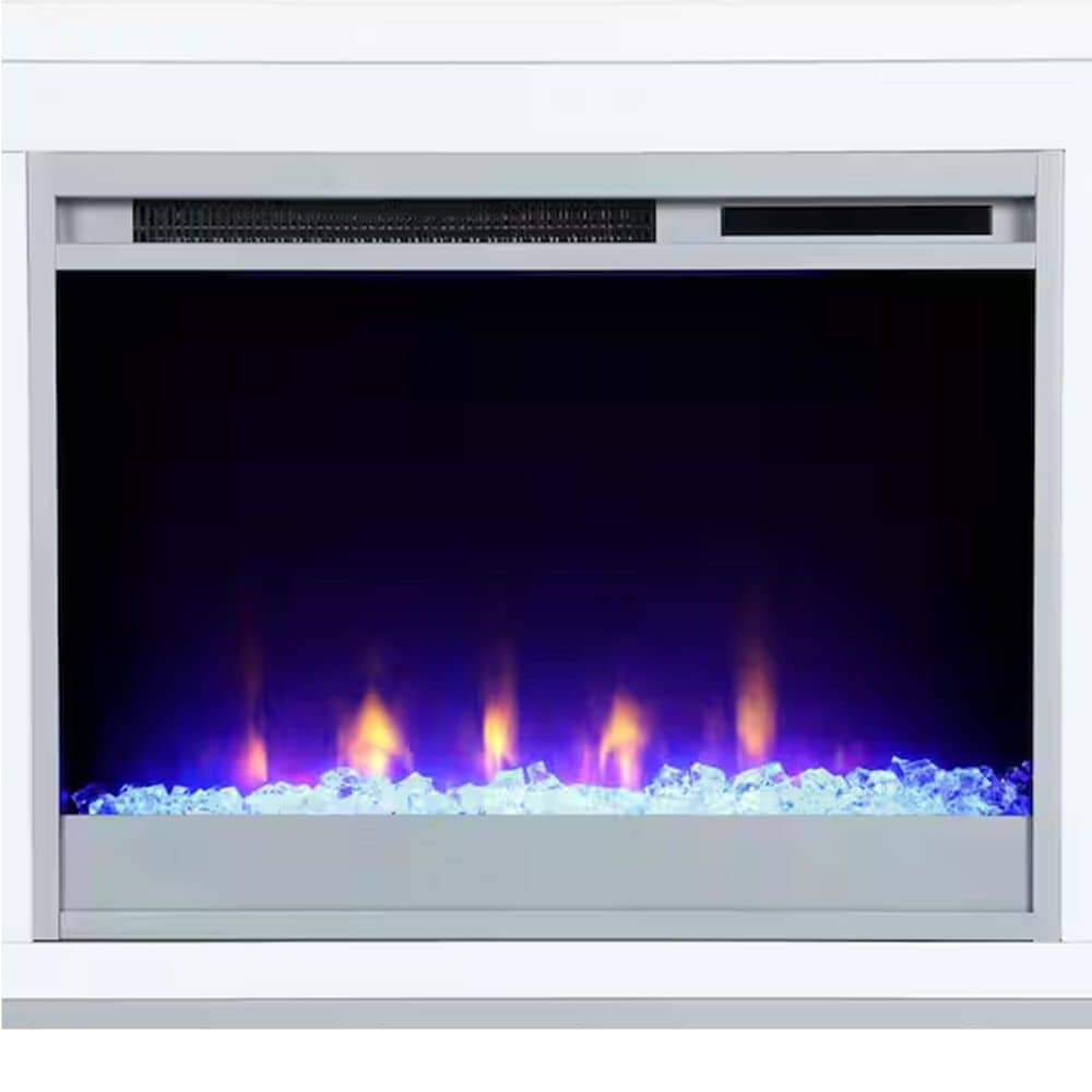 DHP Lumina Deluxe 65&quot; TV Stand with Fireplace in White Plaster, , large