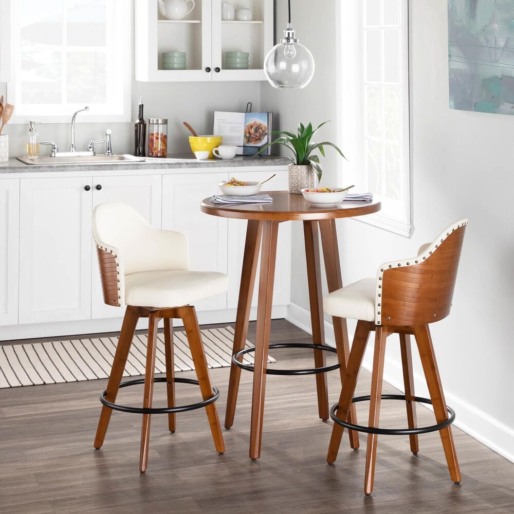 Lumisource Ahoy Swivel Counter Stool with Cream Cushion in Walnut and Black, , large