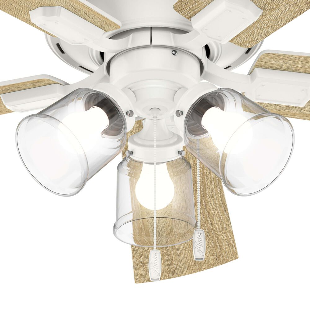 Hunter Crestfield Low Profile 52&quot; Ceiling Fan with LED Lights in Fresh White, , large