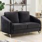 HOMLUX 55" Stationary Modern Loveseat with Diamond Stitching in Black Velvet, , large