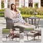 Hearth and Haven Patio Wicker Ottoman with Brown Rattan in Beige (Set of 2), , large
