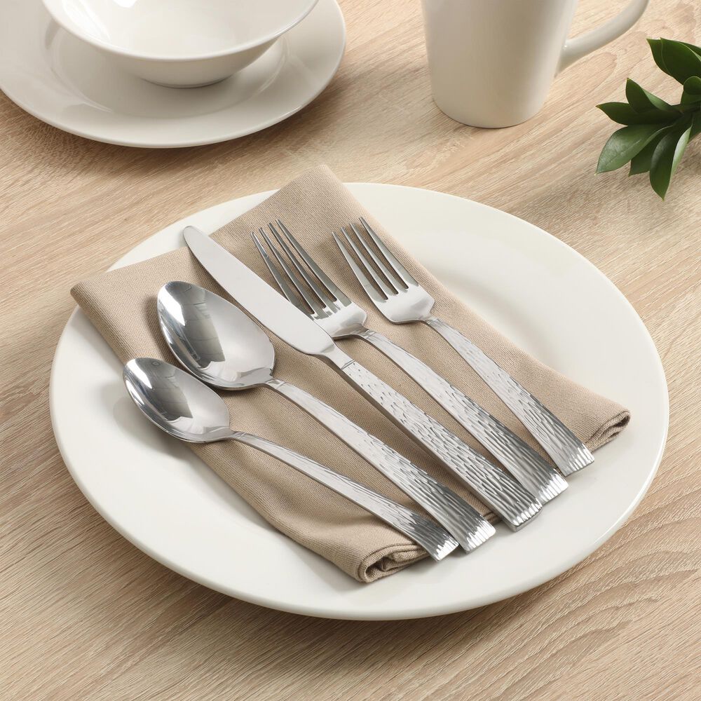 Gibson Home Cowper 20 Piece Flatware Set in Silver, , large