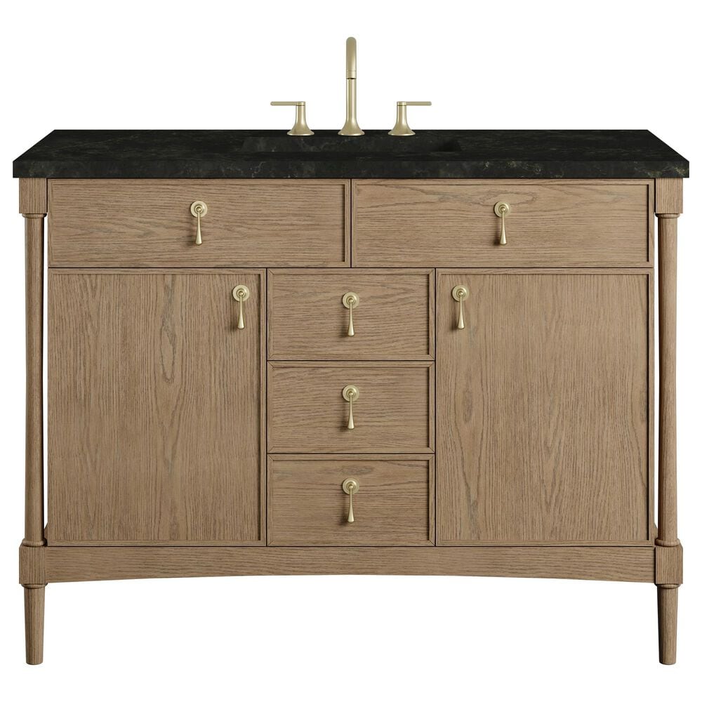 James Martin Kinnsden 48" Single Bathroom Vanity in Weathered Oak with 3 cm Phantome Eclos Top and Rectangular Sink, , large