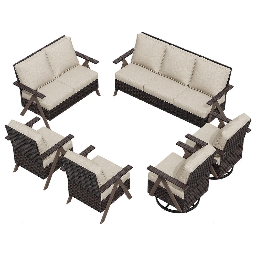 Sunwell Garden 6-Piece Patio Chat Set in Beige, , large