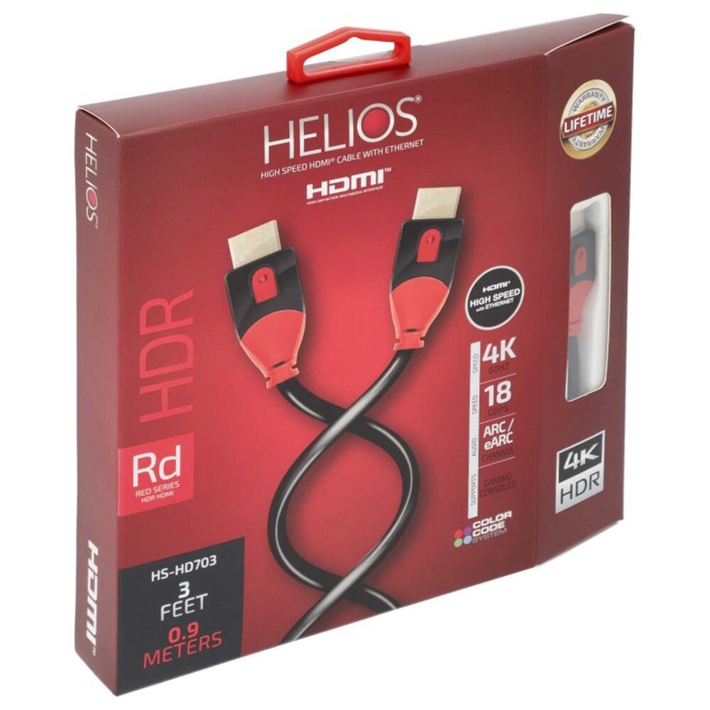 Helios 3 Ft HDMI Cable in Red and Black, , large