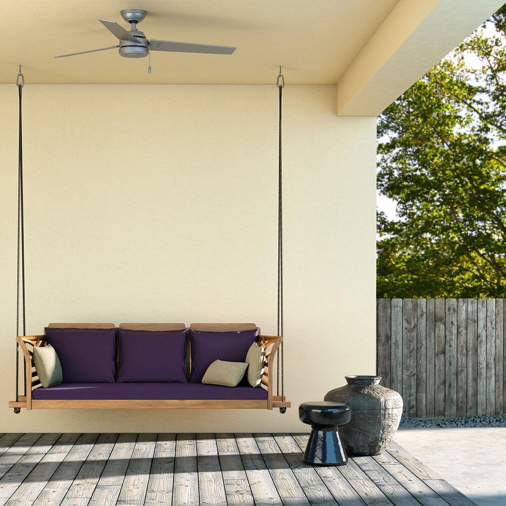 Hunter Cassisus 52&quot; Outdoor Ceiling Fan in Matte Silver, , large