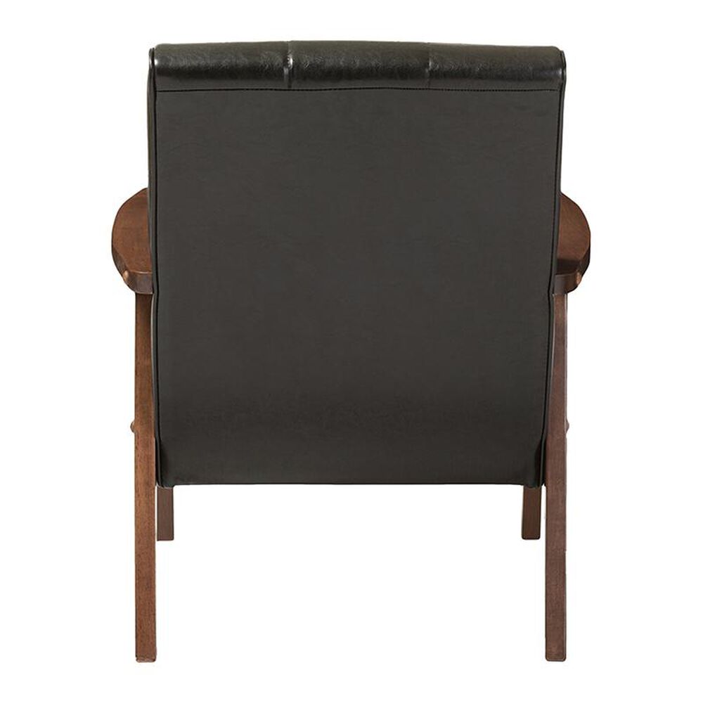 Baxton Studio Nikko Lounge Chair with Cocoa Leg in Black , , large