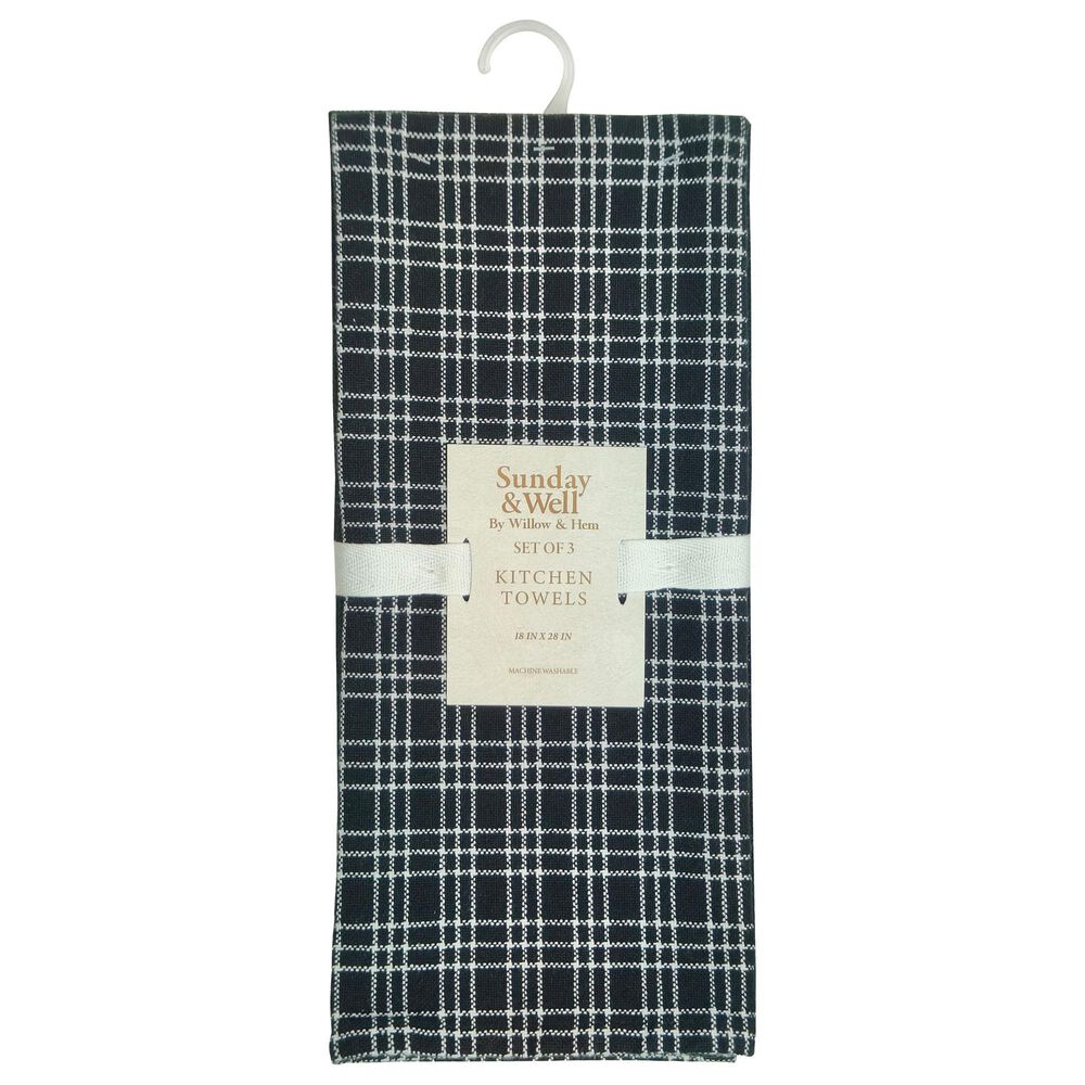 Willow &amp; Hem Rowan Kitchen Towel in Black (Set of 3), , large