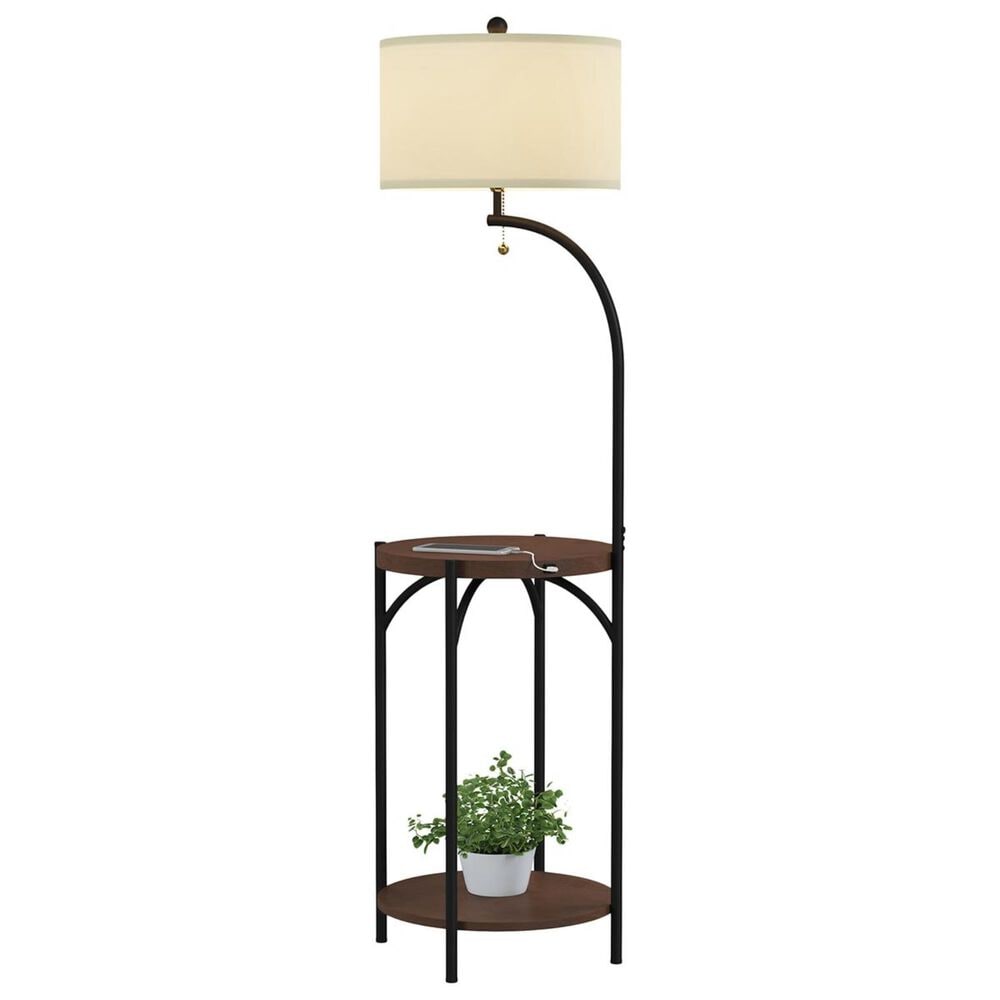 Timberlake Lavish Home Floor Lamp with End Table in Dark Brown, , large