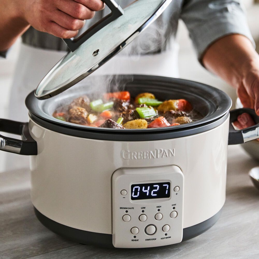 Green Pan Bistro 4-Quart Slow Cooker with In-Pot Browning in Macadamia, , large
