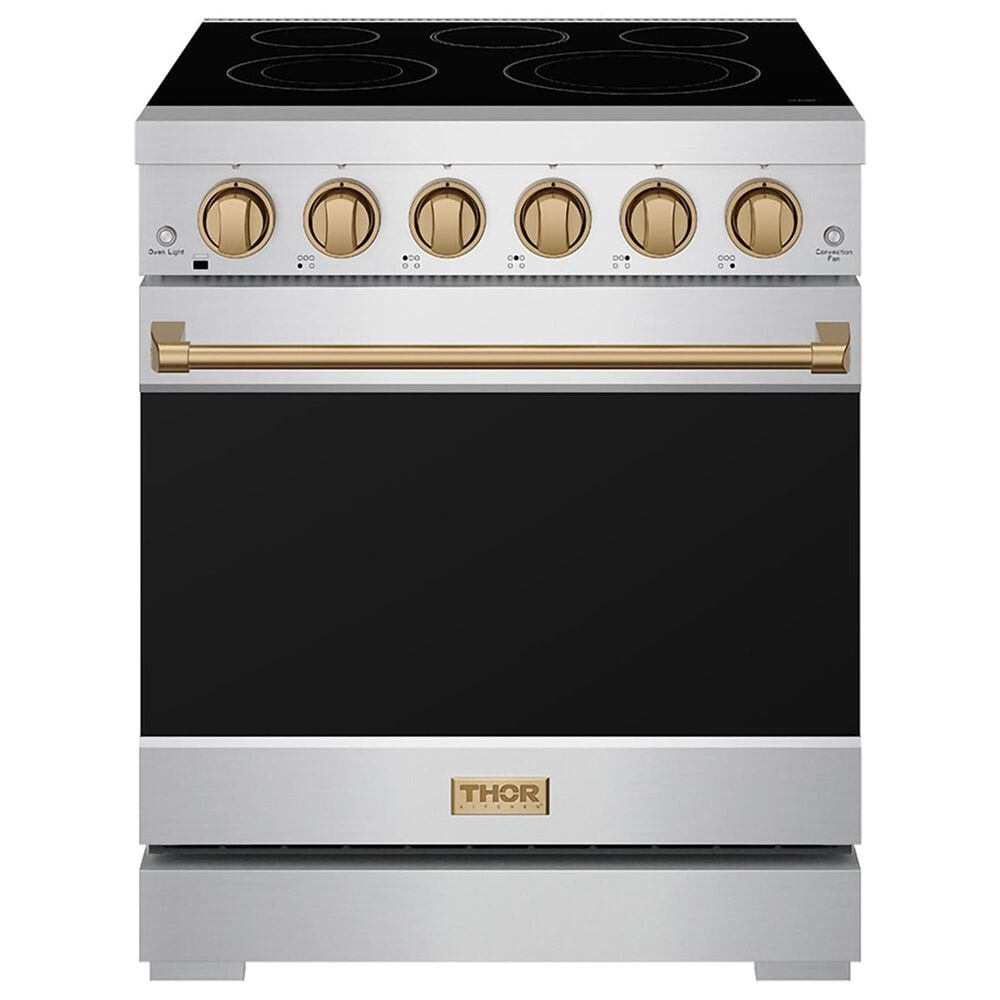 Thor Kitchen Gordon Ramsay 4.6 Cu. Ft. Professional Freestanding Electric Range with Bronze Handle Kit in Stainless Steel, , large