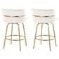 LumiSource Cinch 26" Swivel Counter Stool with Cream Upholstery in Gold (Set of 2), , large