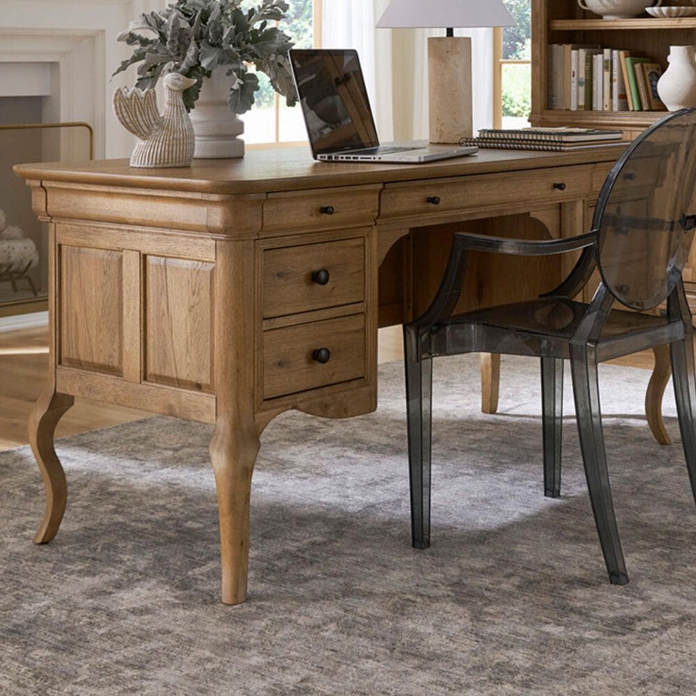 Riva Ridge Chateau Philippe Half Pedestal Desk in Cognac, , large